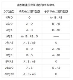 父母血型与子女血型的关系 