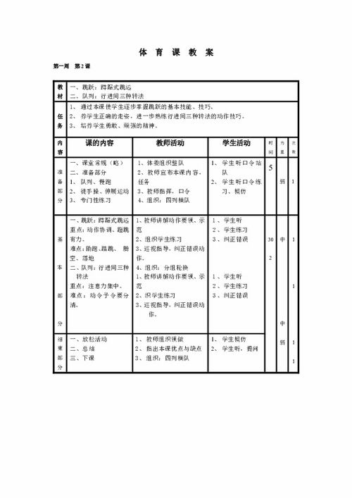 小学六年级体育教案下载 体育 