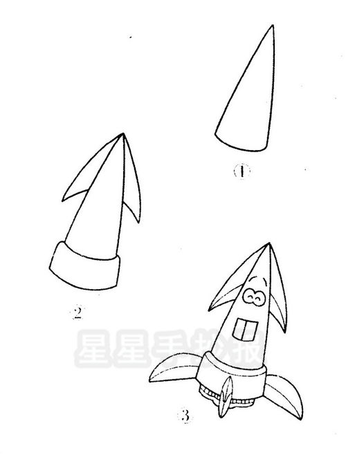 火箭简笔画图片画法 