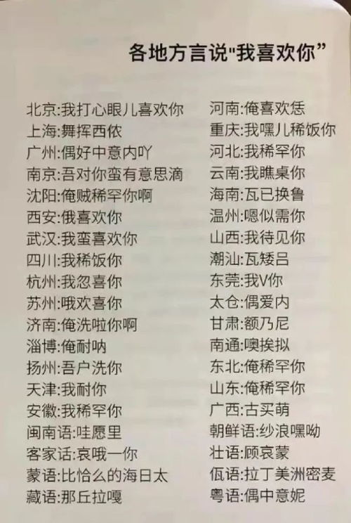 冷知识 各地方言里的 我喜欢你 ,都是怎么说