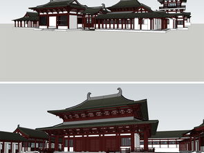 中式风格仿古建筑古建寺庙建筑设计方案图下载 图片11.50MB 建筑模型库 SU模型 