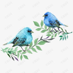 手绘小清新蓝色的鸟和树枝素材图片免费下载 高清psd 千库网 图片编号8176407 