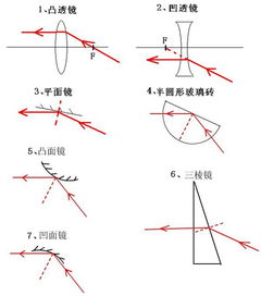 像这种光有几种情况 指的是在镜子里放什么镜子 凹 凸透镜还是平面镜 老师说有七种,请问是哪七种 