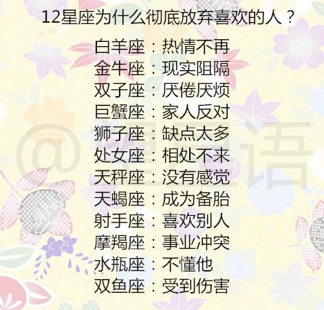 12星座为什么彻底放弃喜欢的人 12星座如何停止胡思乱想