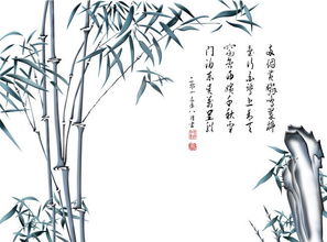古风中式国画竹子壁画图片素材
