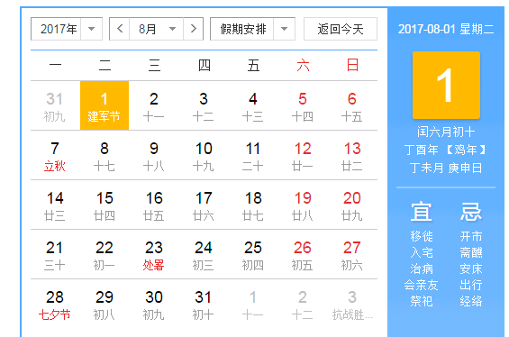 今天是农历几号 