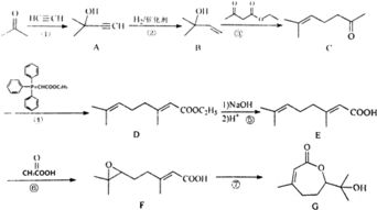 丙酮是一种常用的有机溶剂.也是合成很多有机化合物的重要原料.由丙酮合成药物G的路线如图 1 写出化合物C中官能团的名称碳碳双键.羰基,化合物G的分子式为C10H16O3 