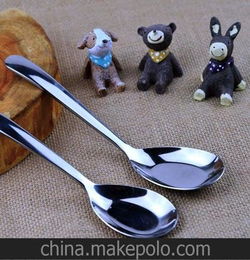厂家直销 不锈钢平底匙 特厚平底匙 小号不锈钢勺子 儿童小饭勺 刀叉 