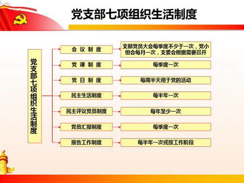 党支部七项组织生活制度，支部工作提醒制度内容包括的简单介绍