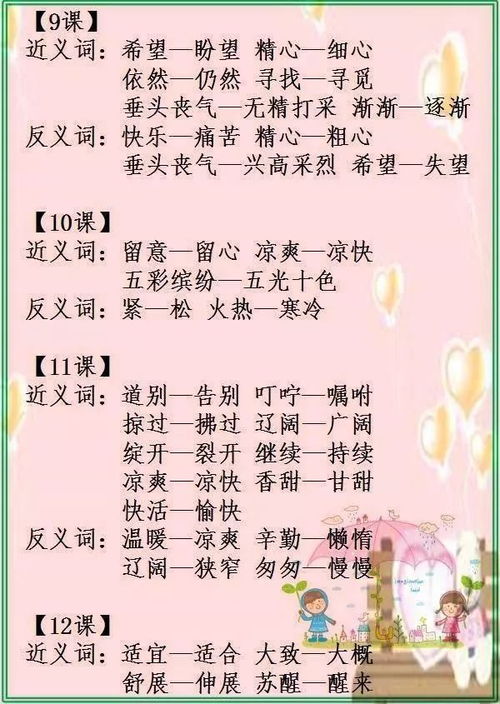 小学语文1 6年级 近 反义词全汇总,孩子学习用得着 