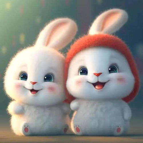 2023兔年唯美可爱双子兔图片大全
