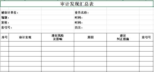 2022审计工作底稿模板 通用版 .xls