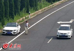 借朋友的车任性违法 山东一奔驰哥高速公路拦车 解手