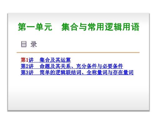 创新设计 2014届高考一轮复习方案课件 数学理科 安徽专用 第1单元 集合与常用逻辑用语 144张PPT 下载 