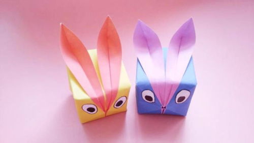 一吹就变成可爱兔子的折纸,做法简单一学就会,儿童益智手工折纸 