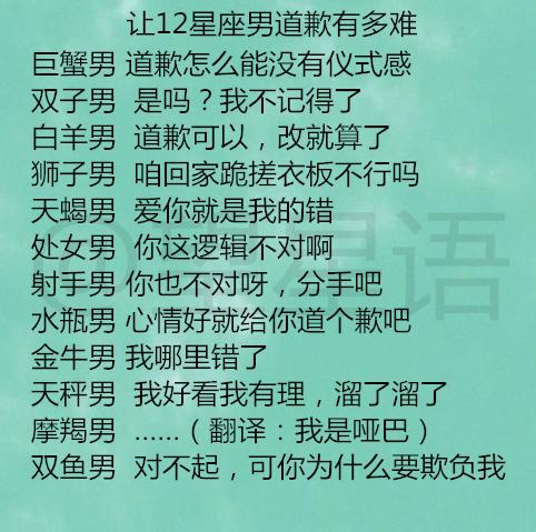 让12星座男道歉有多难 约会被放鸽子,12星座什么反应