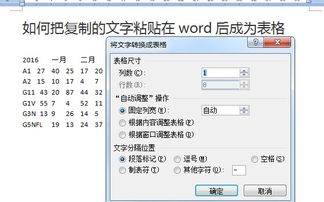 如何把复制的文字粘贴在word后成为表格 