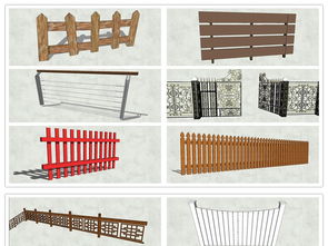 精品特色木质栏杆竹篱笆院墙围墙su模型设计图下载 图片46.44MB 植物景观库 SU模型 