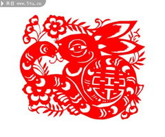 兔子剪纸图案 新年元旦 节日庆祝 