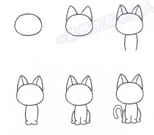 简单可爱的小黑猫怎么画黑猫简笔画黑色小猫儿童画卡通画画法 才艺君 