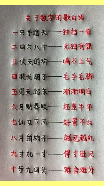 关于数字的歇后语,你了解多少 