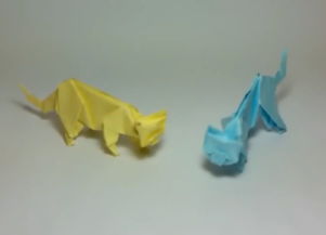 手工立体折纸小猫的折纸视频教程 