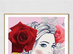 北欧复古黑白手绘红玫瑰性感美女客厅装饰画图片设计素材 高清psd模板下载 28.93MB 植物花卉装饰画大全 