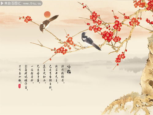 中国风国画花鸟背景设计素材