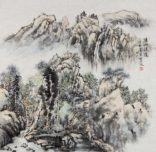 李世玉国画山水赏析 秀润清爽,山中有桃源 