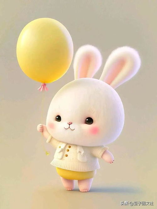 黄色系兔子图片 二 兔子与气球篇