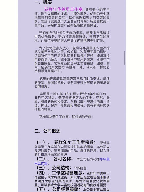 大学生美甲店创新创业计划书 