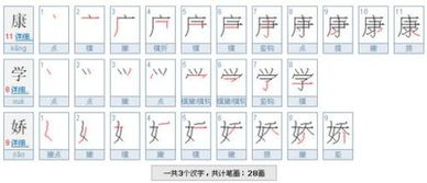 康 字一共有多少笔画