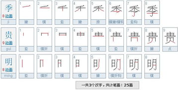 季贵明三个字多少笔画 