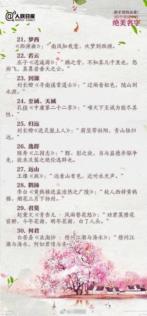 2019宝宝热门名字出炉 厌倦了 梓睿 梓晴 ,不妨从古诗词中寻找绝美名字