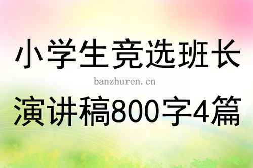 小学生竞选班长演讲稿800字4篇