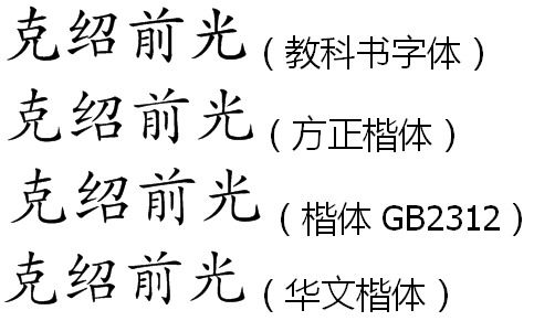 克绍前光正楷字怎么写 